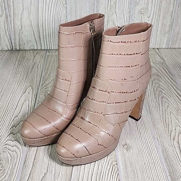 Kate Spade Barrett Croc Embossed Leather Platform Ankle Boots Womens 5.5 NEW - Picture 12 of 16